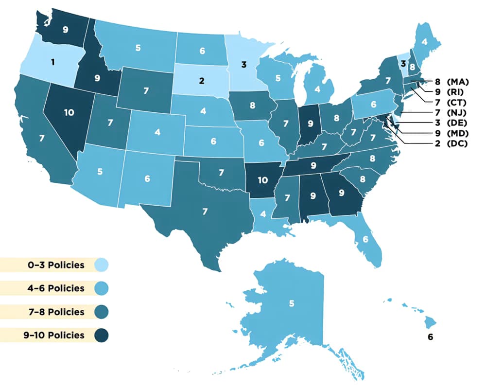 Map of CS policies across US by state