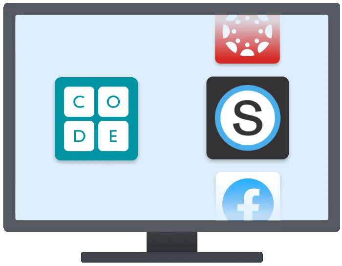 computer with different lms integrations logos